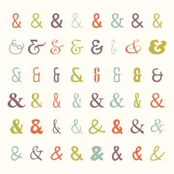 Vector icon set of colored ampersands Stock-Illustration