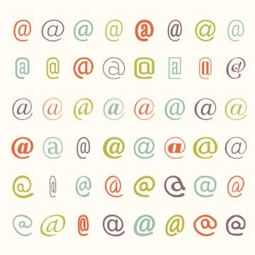 Vector icon set of colored mail dogs Stock Illustration