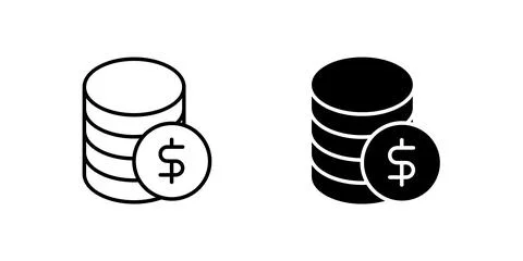 Vector icon set depicting coin stacks, ideal for finance and wealth designs. Illustrazione stock