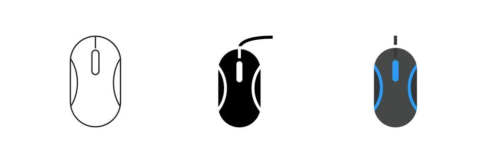 Vector icon set depicting computer mice, perfect for input and navigation d.. Stock Illustration