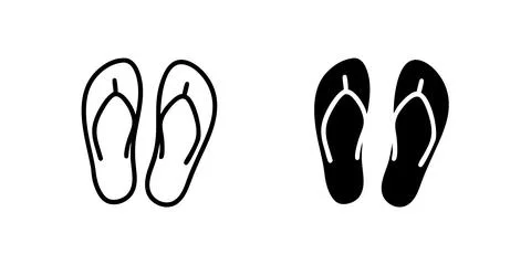 Vector icon set depicting flip flops, suitable for beach and summer designs. Stock Illustration