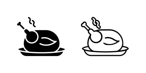 Vector icon set depicting hot food, ideal for restaurant and meal designs. Stock Illustration