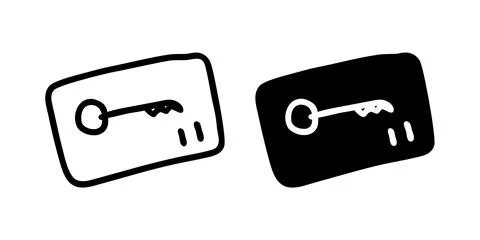 Vector icon set depicting keycard sketches, ideal for security and technolo.. Stock Illustration