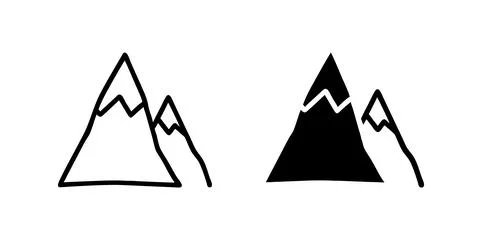 Vector icon set depicting mountain sketches, suitable for nature and outdoo.. Stock Illustration