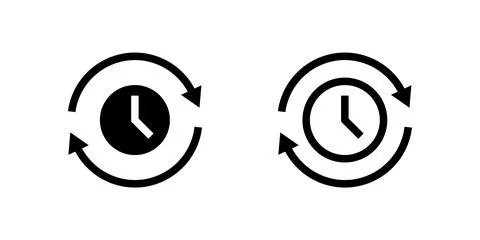 Vector icon set depicting refresh time symbols, ideal for technology and re.. Stock Illustration