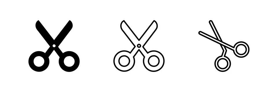 Vector icon set depicting scissors, suitable for crafting and cutting designs Stock Illustration