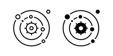 Vector icon set depicting solar system symbols, suitable for science and ed.. Stock Illustration