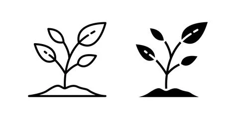 Vector icon set depicting sprout plants, perfect for nature and growth design Stock Illustration