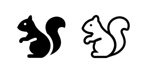 Vector icon set depicting squirrels, ideal for nature and wildlife designs. Stock Illustration