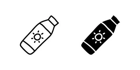 Vector icon set depicting sun cream, suitable for beach and protection design Stock Illustration