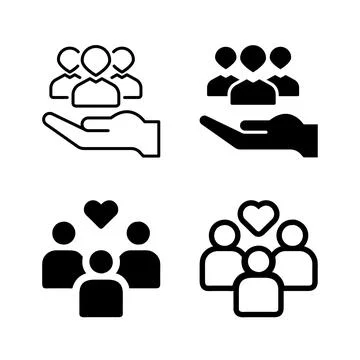 Vector icon set depicting support groups, suitable for community and help d.. Stock Illustration