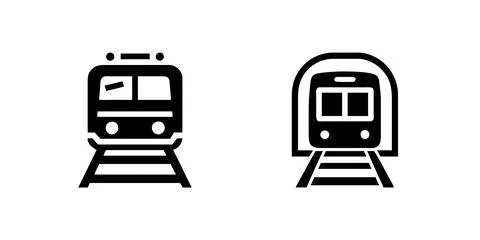 Vector icon set depicting trains, suitable for travel and transportation de.. Stock Illustration