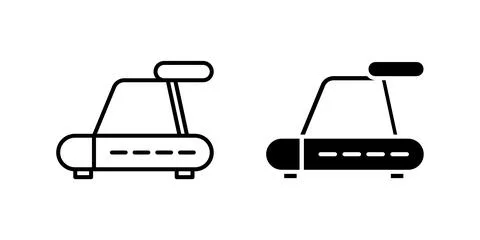 Vector icon set depicting treadmills, ideal for fitness and exercise designs. Stock Illustration