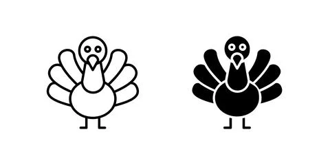 Vector icon set depicting turkeys, perfect for holiday and nature designs. Stock Illustration
