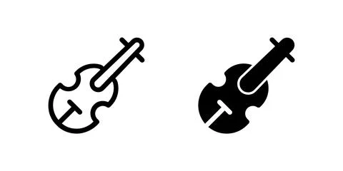 Vector icon set depicting violins, ideal for music and classical designs. Stock Illustration