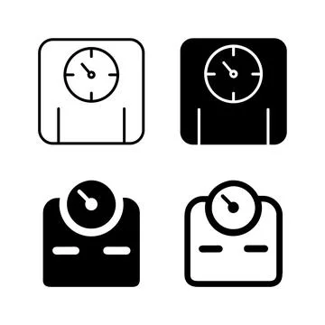 Vector icon set depicting weight scales, ideal for health and fitness designs Stock Illustration