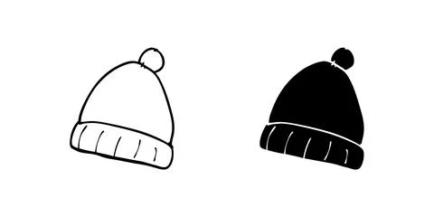 Vector icon set depicting winter hats, suitable for cold weather and style .. Stock Illustration
