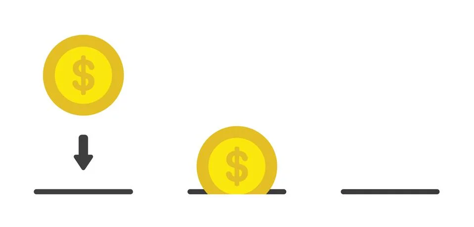 Vector icon set of dollar coin and moneybox. Stock Illustration