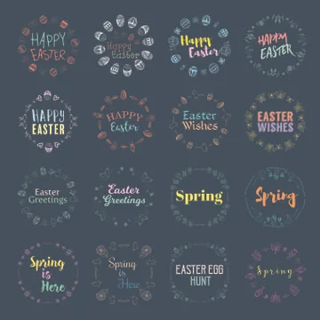 Vector icon set of easter and spring message Stock Illustration