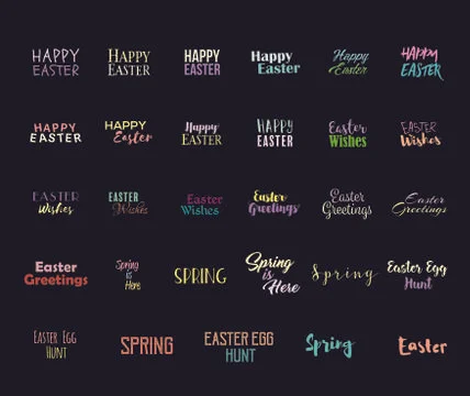 Vector icon set of easter and spring message Stock Illustration