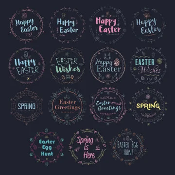 Vector icon set of easter and spring message Stock Illustration