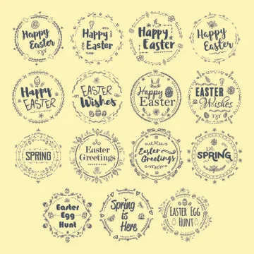 Vector icon set of easter and spring message Stock Illustration