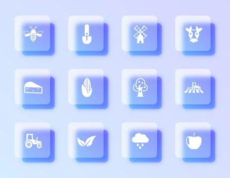 A vector icon set featuring agricultural themes Ilustração Stock