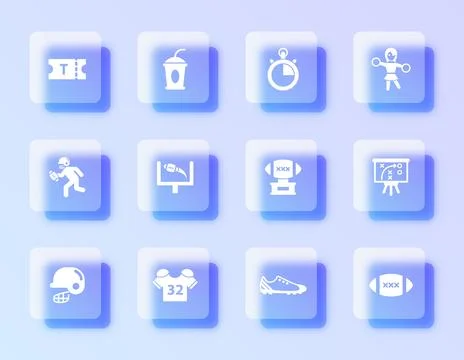 A vector icon set featuring American football Stock Illustration
