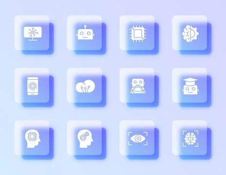 A vector icon set featuring artificial intelligence Stock Illustration