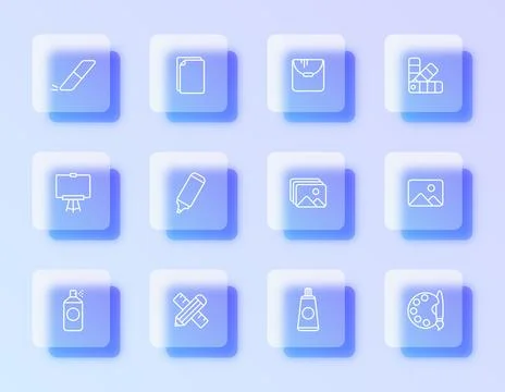 A vector icon set featuring artistic tools Stock Illustration