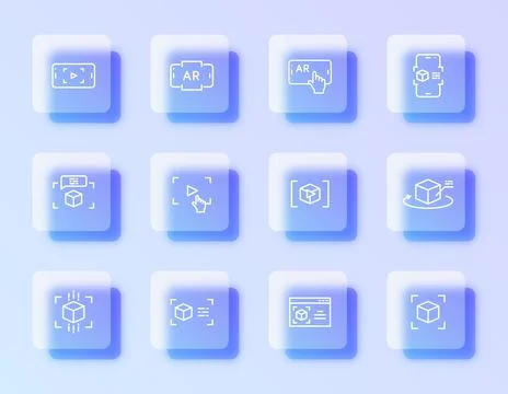 A vector icon set featuring augmented reality Stock Illustration