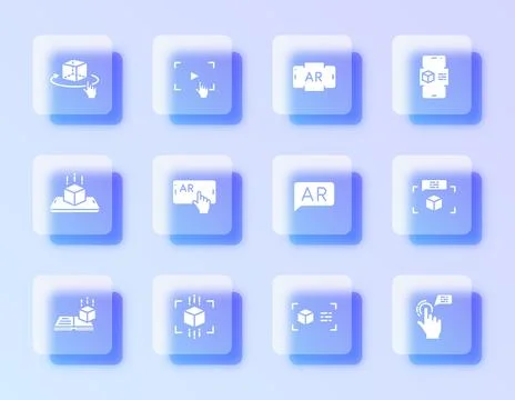 A vector icon set featuring augmented reality Stock Illustration