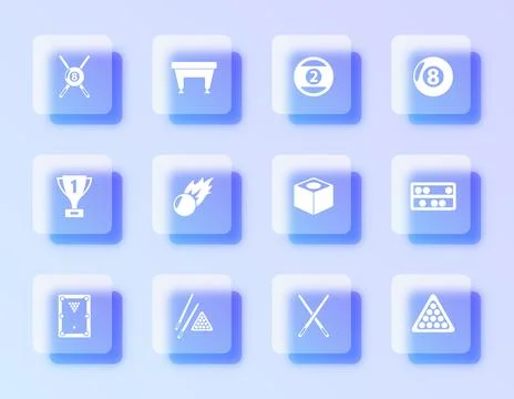 A vector icon set featuring billiard Stock Illustration