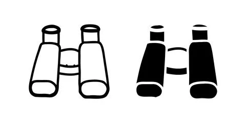 Vector icon set featuring binoculars, ideal for adventure and exploration d.. Stock Illustration