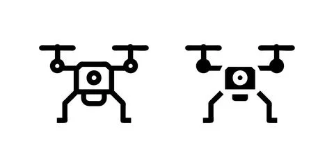 Vector icon set featuring drones, suitable for technology and aerial designs. Stock Illustration