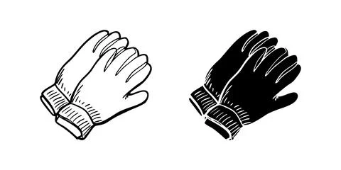 Vector icon set featuring hand drawn woolen gloves, ideal for winter and fa.. Stock Illustration