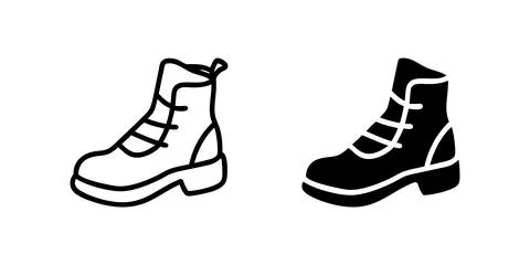Vector icon set featuring hiking boots, ideal for outdoor and adventure des.. Stock Illustration