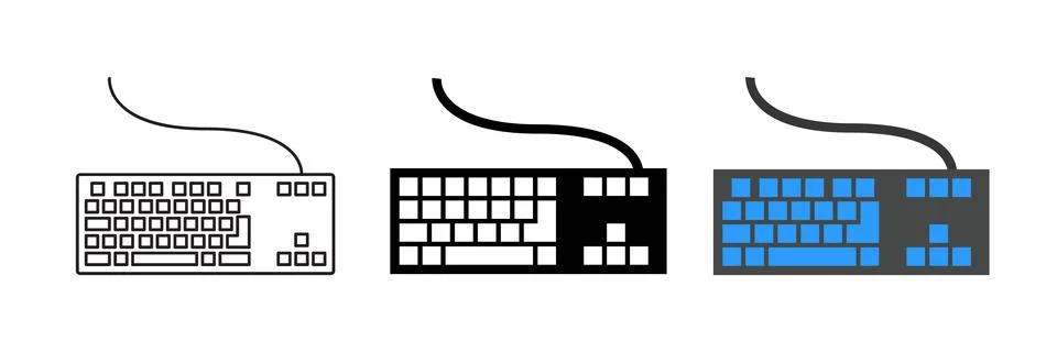 Vector icon set featuring keyboards, suitable for input and technology design Stock Illustration