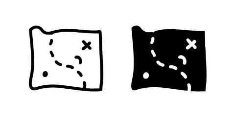 Vector icon set featuring map route sketches, ideal for navigation and trav.. Stock Illustration