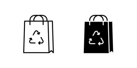 Vector icon set featuring recycle bags, perfect for eco friendly and sustai.. Stock Illustration