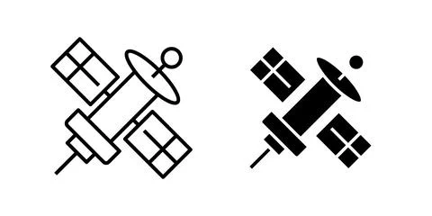 Vector icon set featuring satellites, suitable for technology and communica.. Stock Illustration