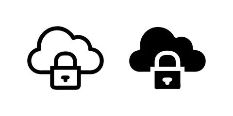 Vector icon set featuring secure cloud symbols, perfect for technology and .. Illustrazione stock