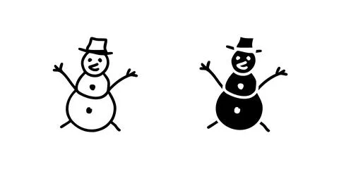 Vector icon set featuring snowmen, suitable for winter and holiday designs. Stock Illustration