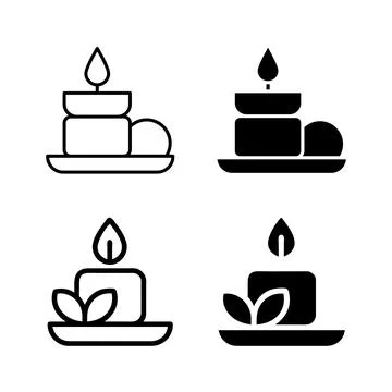 Vector icon set featuring spa candles, ideal for relaxation and ambiance de.. Stock Illustration