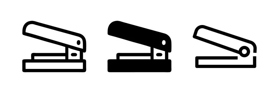 Vector icon set featuring staplers, perfect for office and stationery designs Stock Illustration