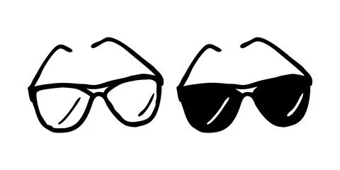 Vector icon set featuring sunglasses sketches, perfect for fashion and summ.. Stock Illustration