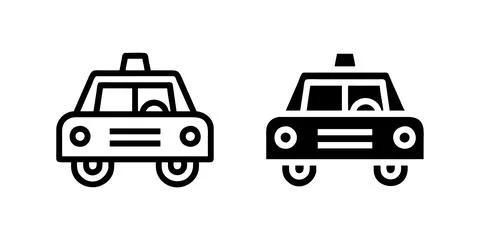 Vector icon set featuring taxis, ideal for transportation and urban designs. Stock Illustration