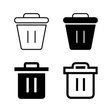 Vector icon set featuring trash bins, perfect for waste and environment des.. Stock Illustration