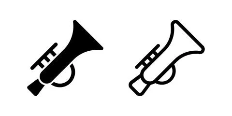 Vector icon set featuring trumpets, suitable for music and performance design Stock Illustration