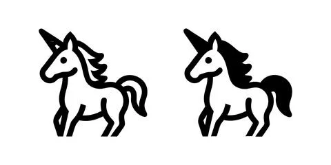 Vector icon set featuring unicorn horses, perfect for fantasy and magic des.. Stock Illustration